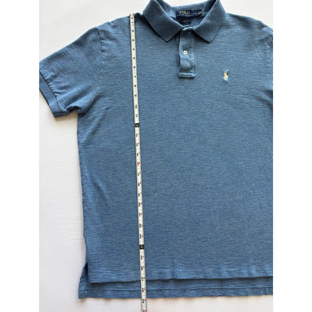 Ralph Lauren Polo Shirt Mens L Blue Classic Fit Pony Logo Cotton Short Sleeve - Picture 7 of 10